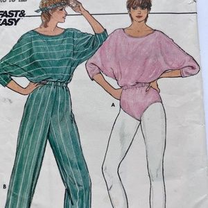 Vintage Butterick Sewing 4930 Jumpsuit Bodysuit Sz 8 10 12 Pattern 80s Fast Easy